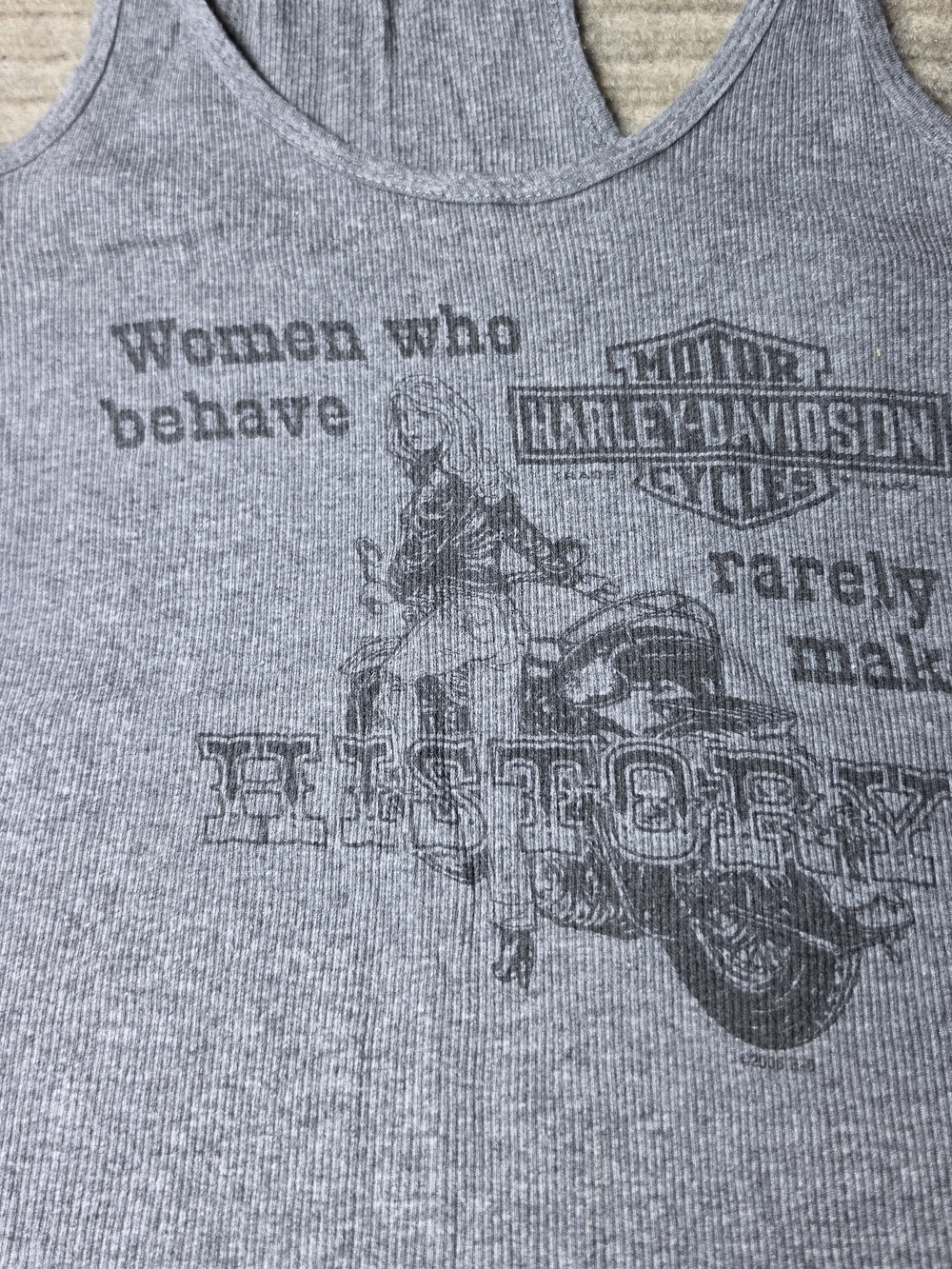 Harley-Davidson Gray Ribbed Tank Top with Black Graphic